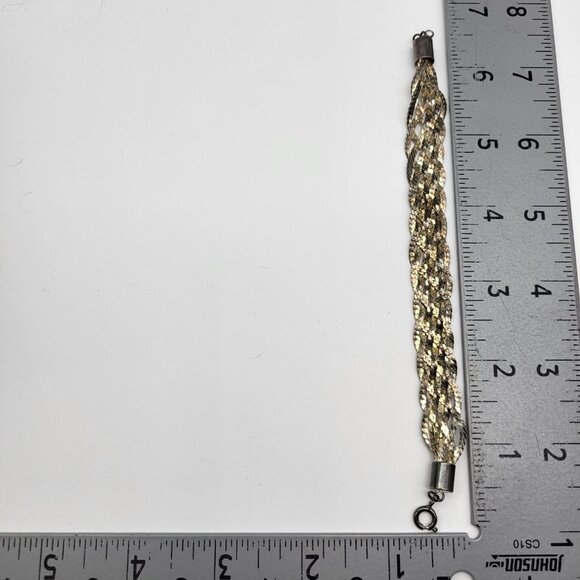 Lovely vintage braided silver plated chain bracelet wide estate jewelry - Picture 5 of 5